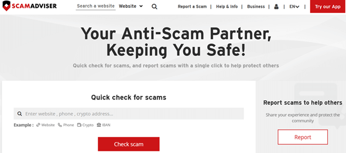scamadviser check scam website 
